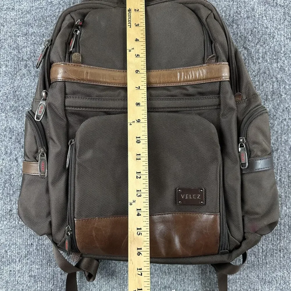 Velez Mens Leather Backpack Brown Soft Case Travel Daypack Office Work Casual